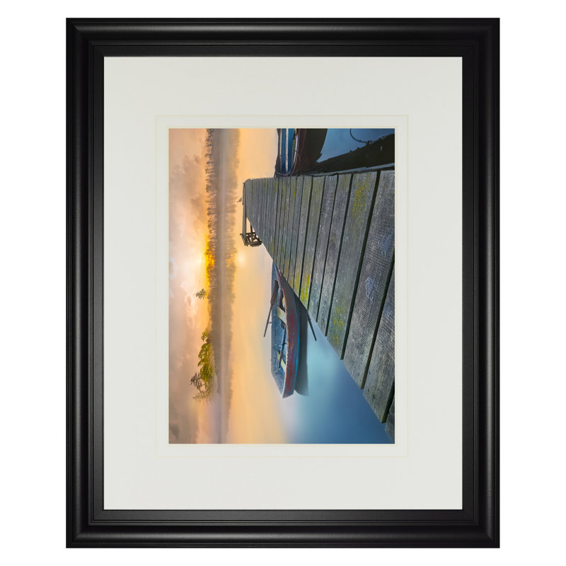 Weathered Pier Wall Art - 34" x 40" - Black Frame