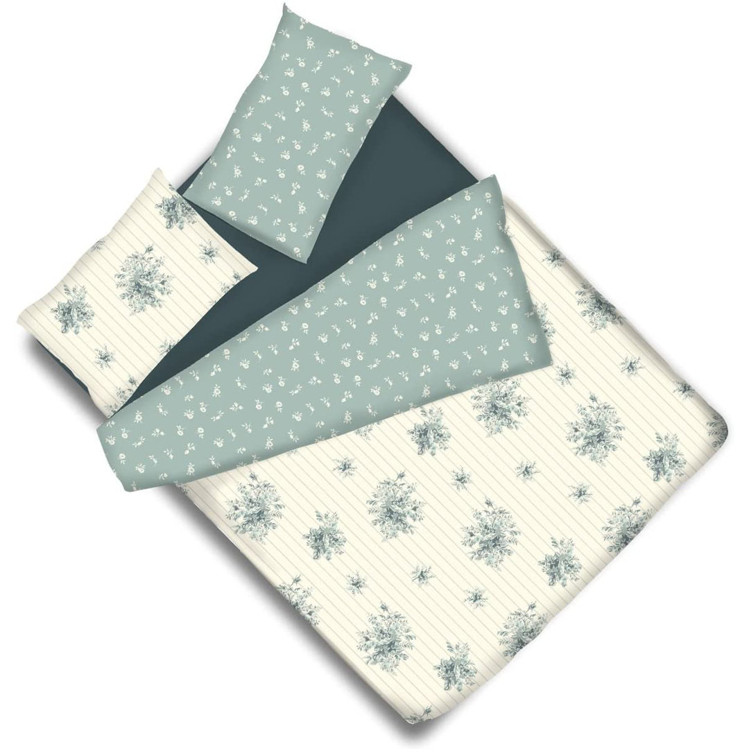 NightComfort Emily Green Cotton Rich Duvet Cover Set with Pillowcase