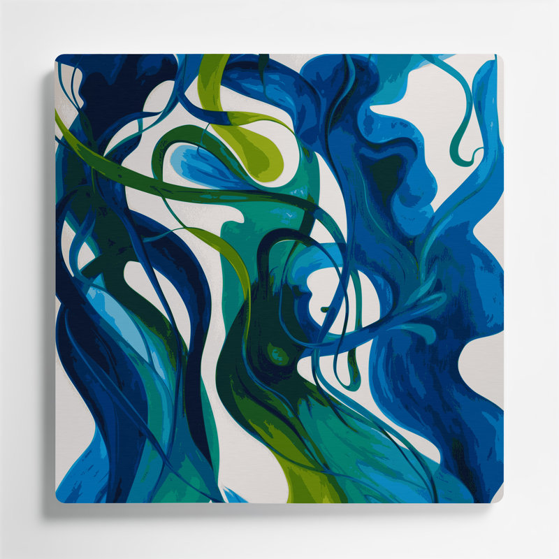 Art mural abstrait en métal bleu 71, H 12 po x l 12 po