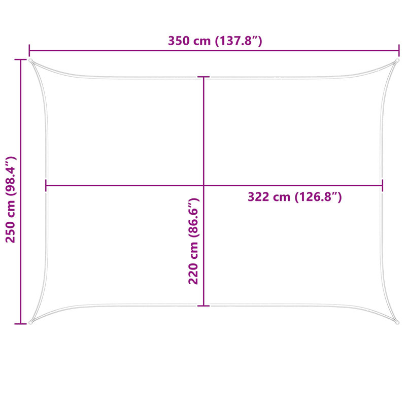 Vidaxl Sunshade Sail Oxford Fabric Rectangular Patio Shade Sunscreen Canopy, 2.5m W x 3.5m L, Grey/White