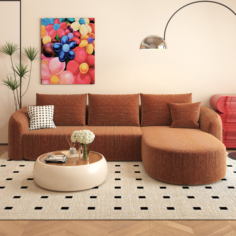 Canapé modulaire incurvé modulaire Boneless, Orienté à droite, H 33,86 po x l 111 po x P 72 po, Orange
