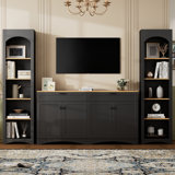 3-Piece Mid-Century Storage Cabinet Set With Bookshelf And Adjustable Shelves