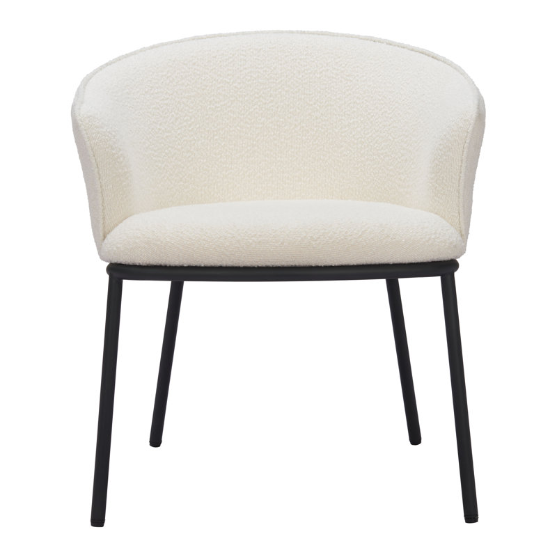 Chaise de salle à manger en polyester, Blanc, Noir