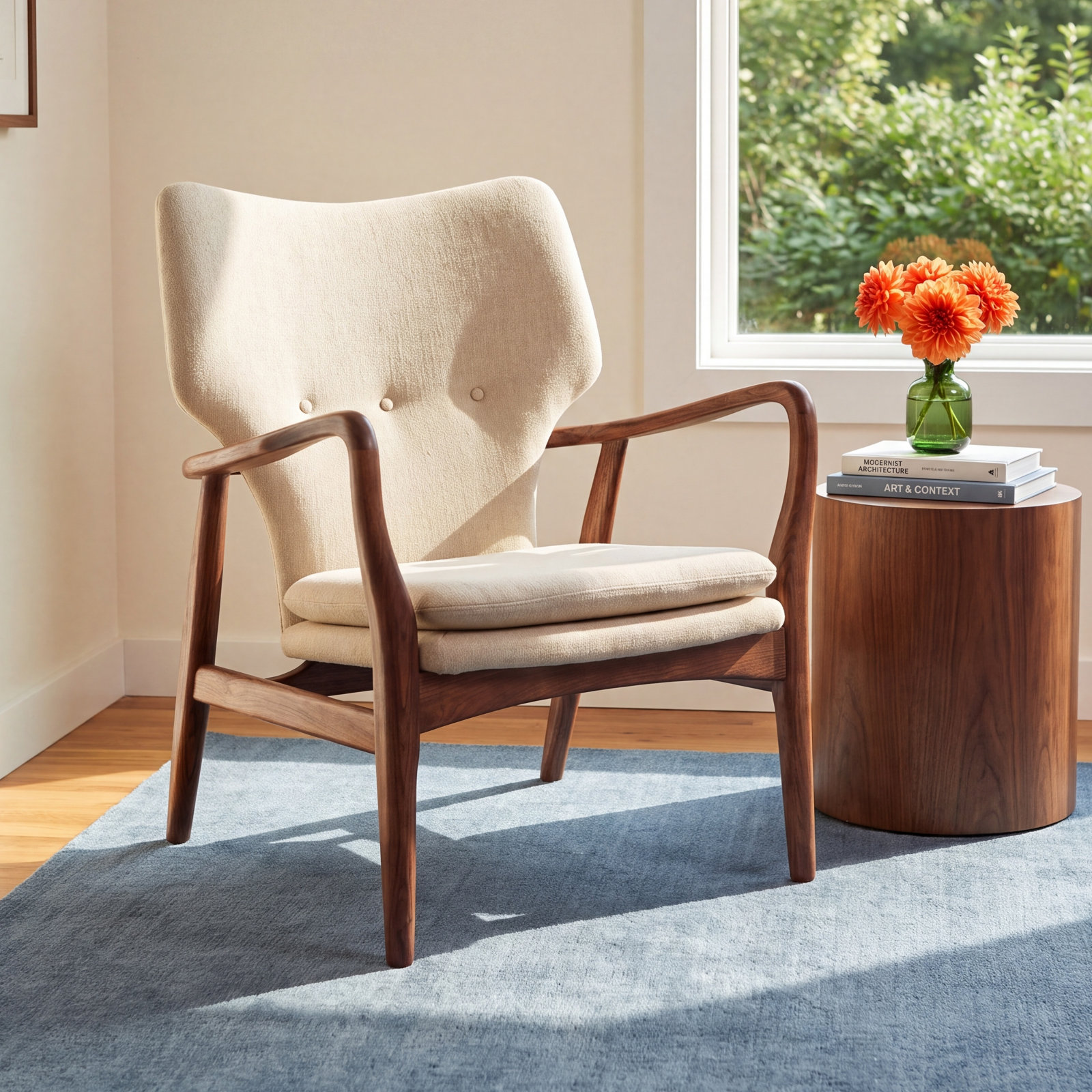 Marlo Genuine Leather Armchair, Beige