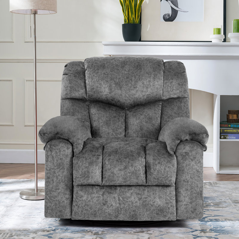  Fauteuil inclinable et pivotant manuel en velours haute douceur, Gris