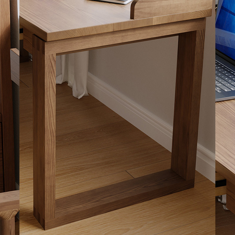 Bureau rectangulaire en bois massif noyer clair avec 2 tiroirs, 31,5 po x l 55,12 po x P 23,62 po