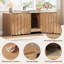 Enceinte de litière pour 2 chats, litière cachée de 57,9 po avec bloc-notes, litière cannelée moderne pour chat avec chambres doubles-1365995147