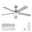 52-Inch Modern Indoor Ceiling Fan with Integrated LED Light, Brushed Nickel Finish, DC Motor, ABS and Plywood Blades