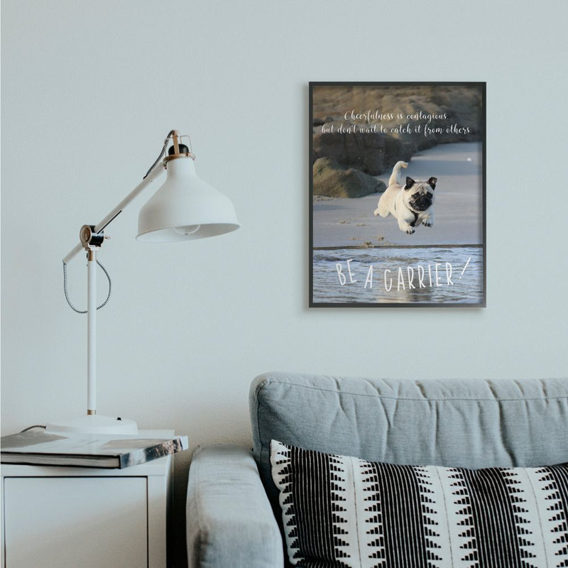 Reproduction d’art graphique « be a cheerfulness », chien de compagnie, H 30 po x l 24 po x P 1,5 po