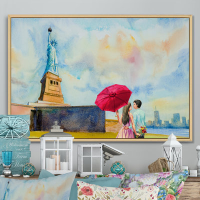 «Romantic Couple In Love In Manhattan», reproduction sur toile flottante