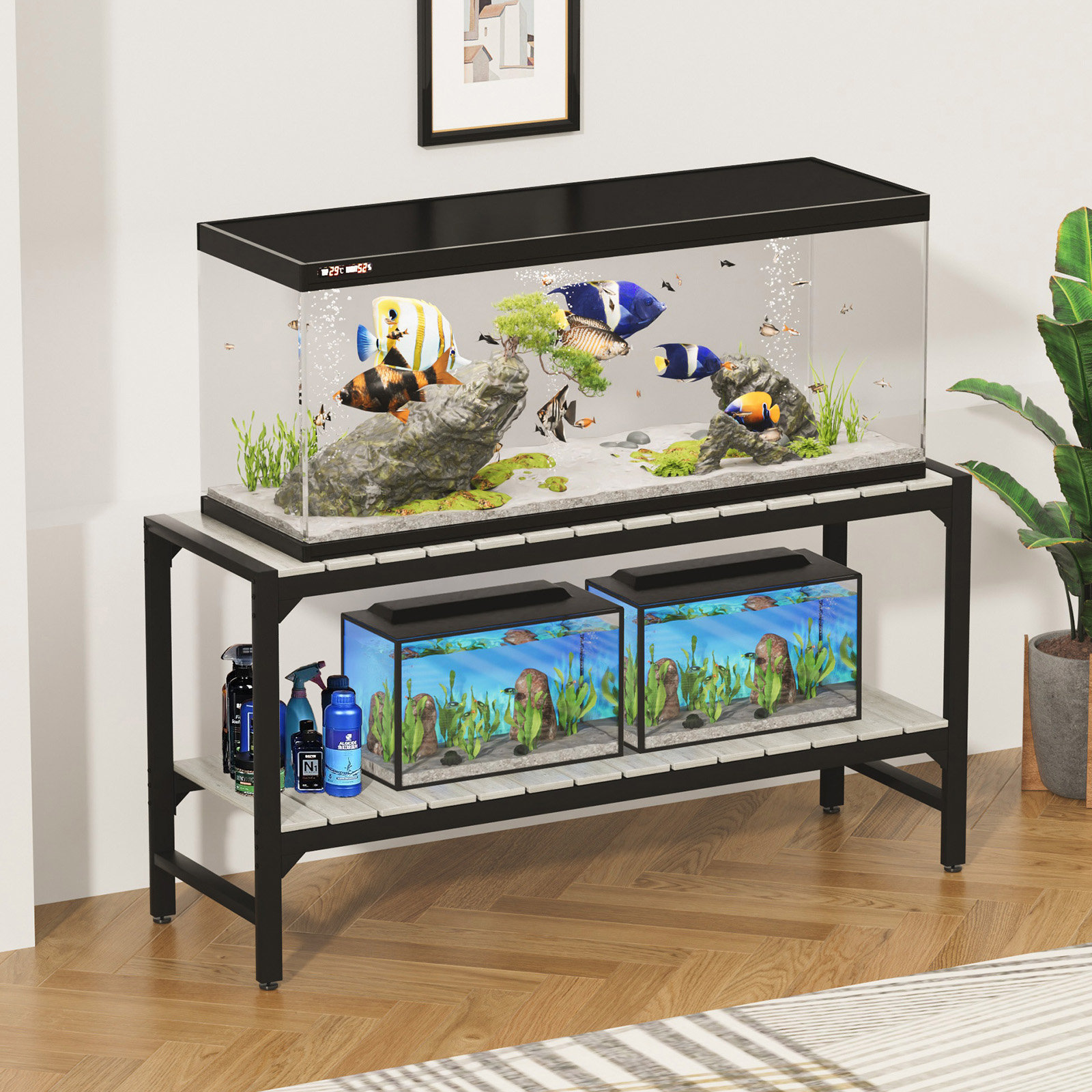 Sapphome 55 Gallon Fish Tank Stand, Metal Aquarium Stand With 2-tier ...