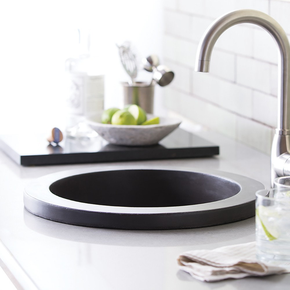 NativeStone Olivos 16" Round Bar Sink, Slate