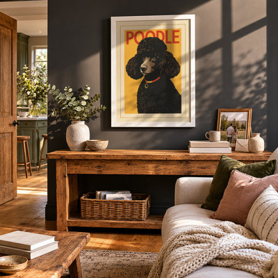 Poodle Portrait Retro - Framed Print