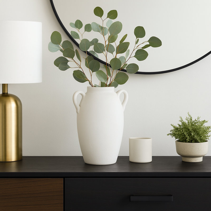 Textured Ceramic Table Vase, 13" H x 9" W x 7" D