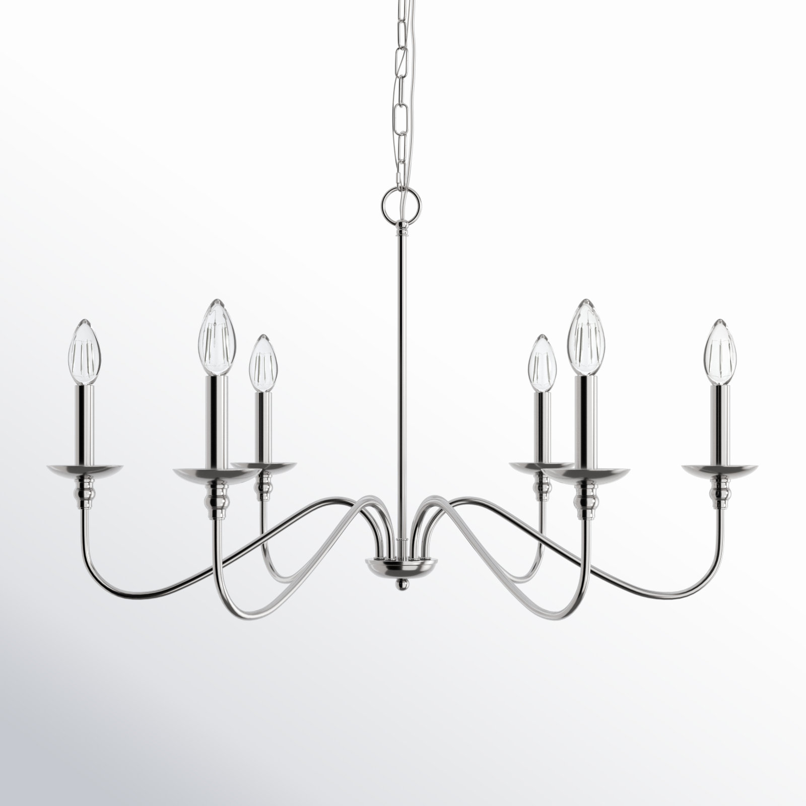 Ableton Iron 6-Light Chandelier, Polished Nickel, 19" H x 36" W x 36" D