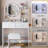 Round LED Mirror Vanity Table with Cushioned Stool and USB Power Socket-914382134