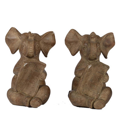 Serre-livres en éléphant brun