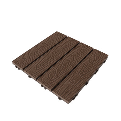 Carreau de terrasse d'extérieur emboîtable en composite 3D embossé 11,8 po x 11,8 po (ensemble de 11)