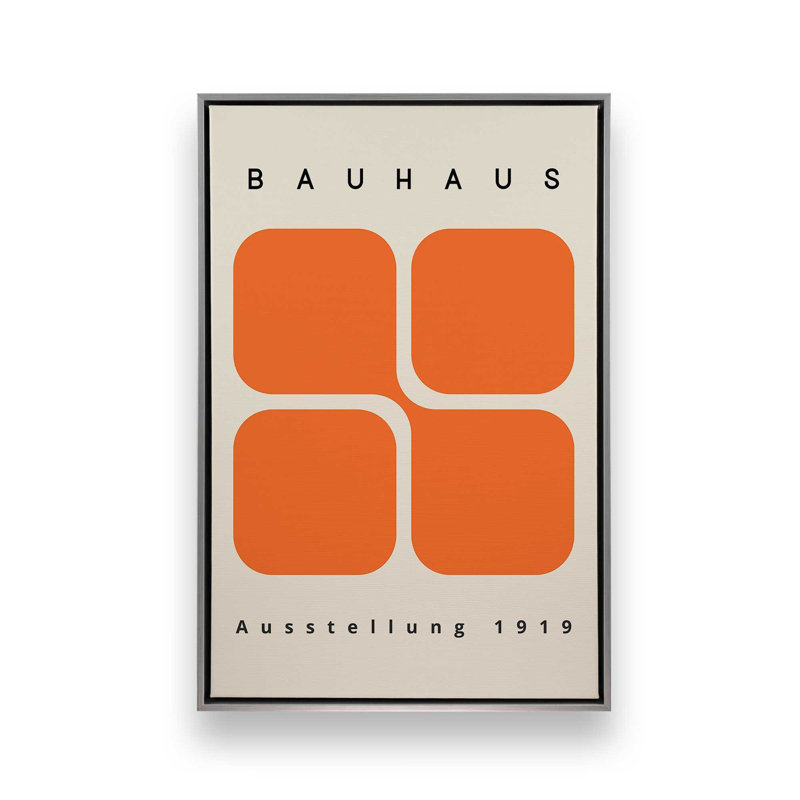Reproduction de blocs rétro sur toile Bauhaus 1919, Cadre flottant en chrome poli, H 14 po x l 10 po