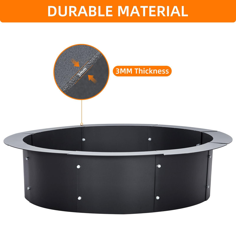Fire Pit Ring, 45-Inch Outer/39-Inch Inner Diameter Fire Ring For Outside, 9" H x 43" W x 43" D