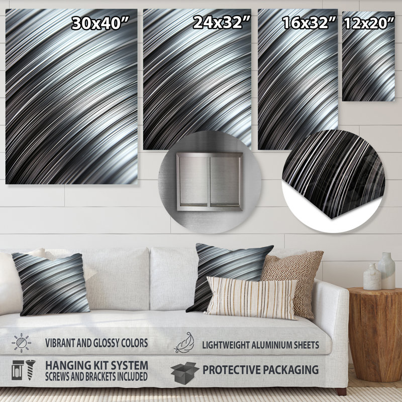 «Abstract Lines In Motion I», reproduction d'art murale abstraite en métal, H 40 po x l 30 po x P 1,5 po