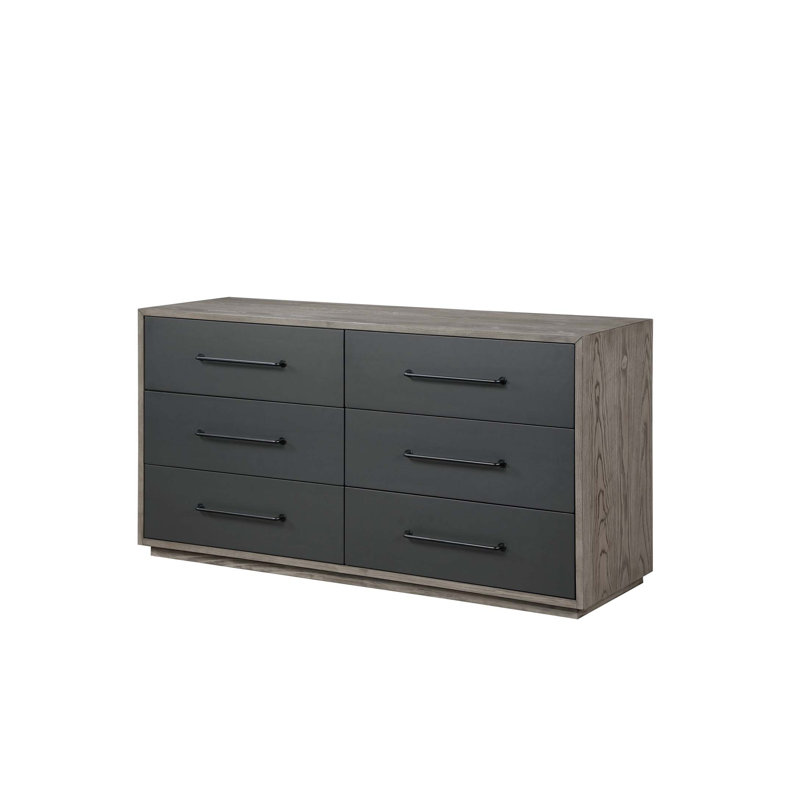 Estevon 6-Drawer Rectangular Dresser in Gray Oak