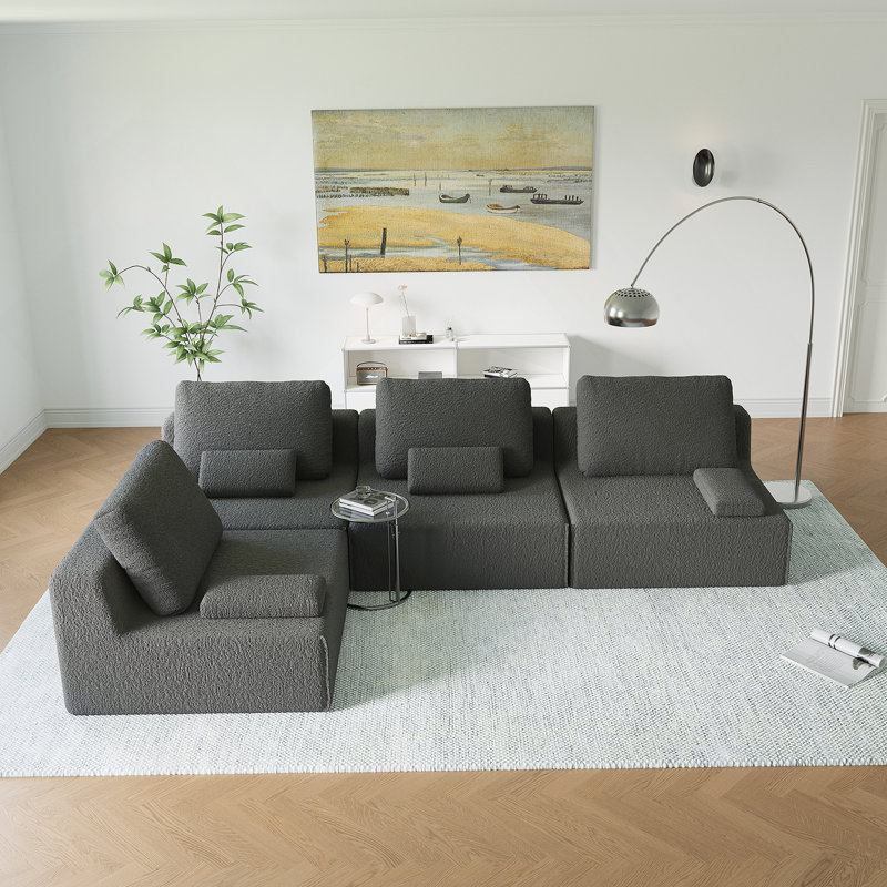 Canapé modulaire surdimensionné surdimensionné, ensemble de canapé de plancher Boucle de luxe, canapé convertible compressé pour une détente spacieuse dans le salon et une combinaison libre
