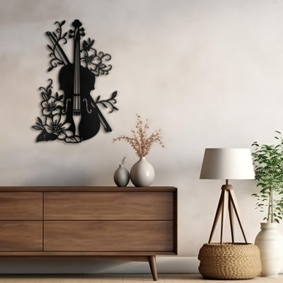 Guitar Modern Abstract Wall Accent Sculpture Hanging Decoration Metal Wall Decor