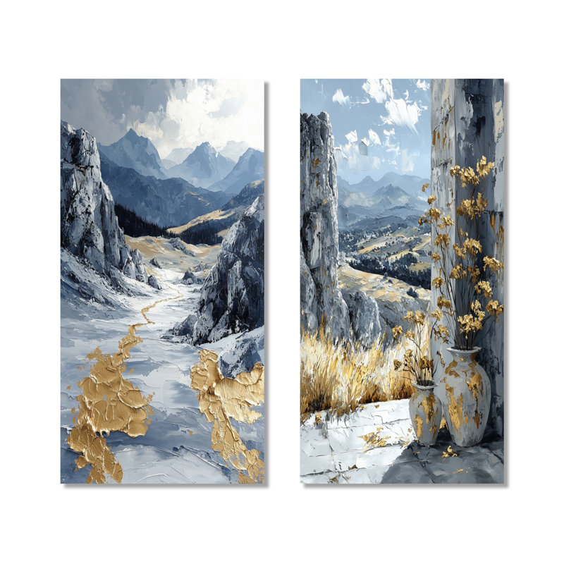 Istanbul Gold Eastern Anatolia I – Turkish 2 Piece Large Metal Wall Decor Prints, 32" H x 32" W