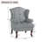 Duward Upholstered Stripe Gray Linen Wingback Accent Chair with Rolled Arm and Solid Wood Leg (Set of 2)-1897107327