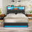 Queen Bed Frame with Bookcase Headboard and Storage, Upholstered Platform Bed Frame Queen Size with Charging Station, 4 Drawers and LED Lights, Heavy Duty, No Box Spring Needed, Black-1640284450-1640284449