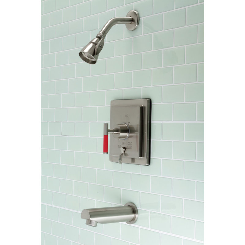 Kingston Brass Kaiser Single-Handle Pressure Balanced Tub and Shower Faucet, Brushed Nickel