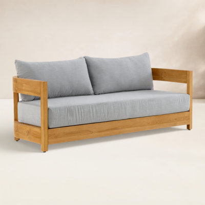 Everlee Teak Outdoor Sofa with Sunbrella Cushions