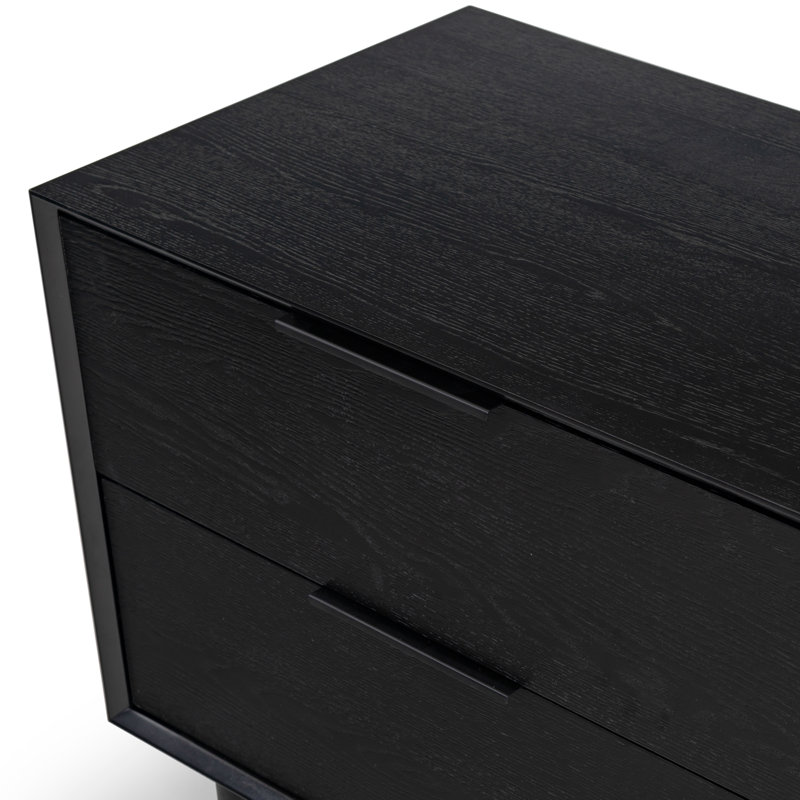 Addyson Wood 2 Drawer Nightstand, Black