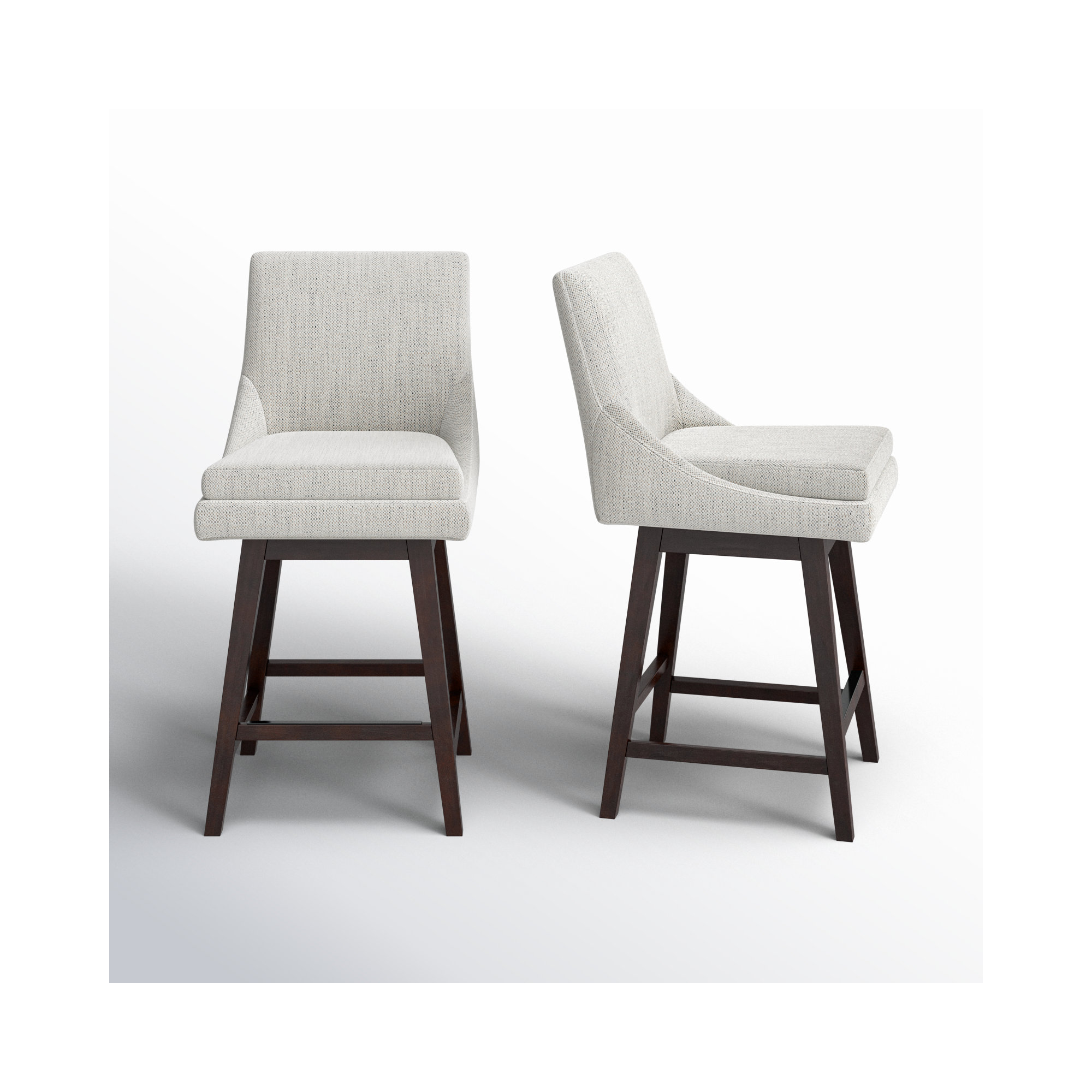 Zahara Swivel Upholstered 26'' Counter Stool, Prestige Ivory Basketweave/Brown