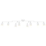 Luminaire sur rail blanc à 8 lumières réglables avec bras et têtes