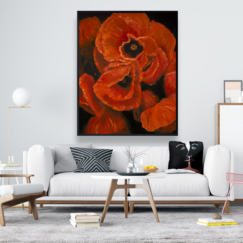 Bouquet de coquelicots - Toile encadrée rouge pour la chambre