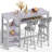 Modern 3-Piece Bar Table Set with PU Cushion Stools & 3-Tier Storage-1409353806