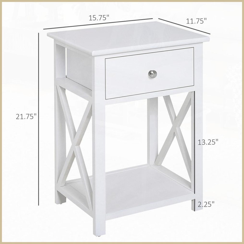 Table basse Farmhouse à cadre en X pour le salon - peu encombrante avec tiroir et amp; Tablette, facile à nettoyer - blanc