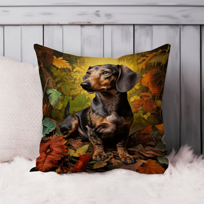 Animals William Morris Dog XVI Dachshund Cottage Throw Pillow Cover