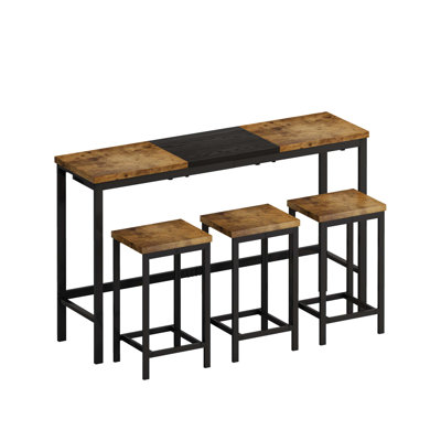 Modern Design Kitchen Dining Table Set With 3 Hanging Stools, Space-Saving And Stylish For Compact Living Areas