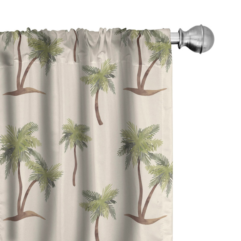 Hawaii Repetitive Jungle Trees Semi-Sheer Rod Pocket Sliding Panels, 28" x 95"
