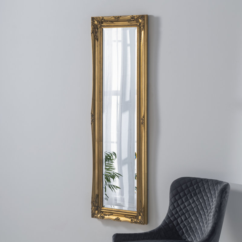 Burdette Wood Framed Accent Mirror, 134 cm H x 43 cm W, Gold
