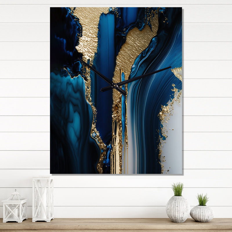Abstract Geode Waves II - Horloge murale abstraite, H 32 po x l 16 po x P 1 po