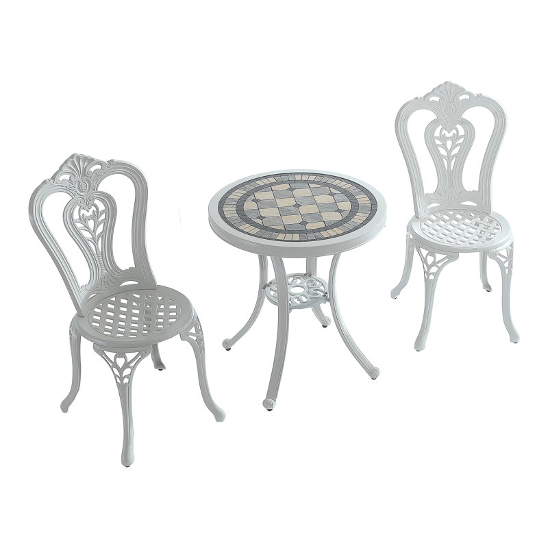 Miller 2 - Person Patio Dining Set with Round Table, White