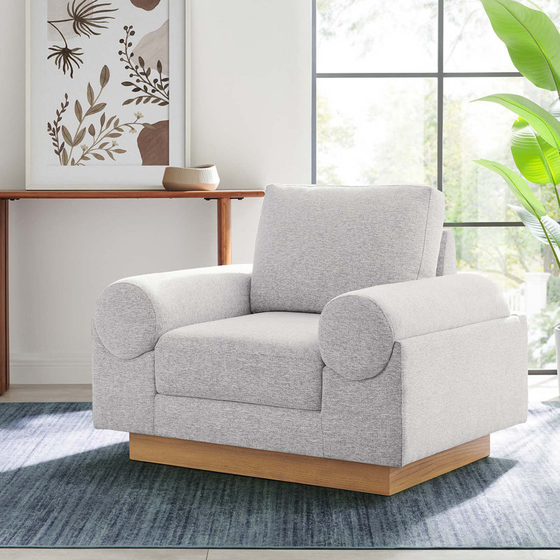 Modway Oasis Upholstered Fabric Armchair, Light Gray 100% Polyester