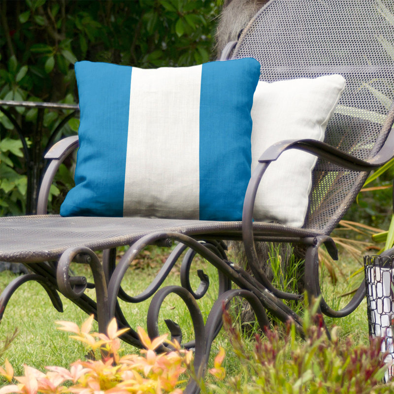 Coussin décoratif d'intérieur/d'extérieur, 16 po x 1 po, Bleu poudre / Blanc