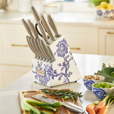 The Pioneer Woman Pioneer Signature 14-Piece Stainless Steel Knife Block Set, Linen