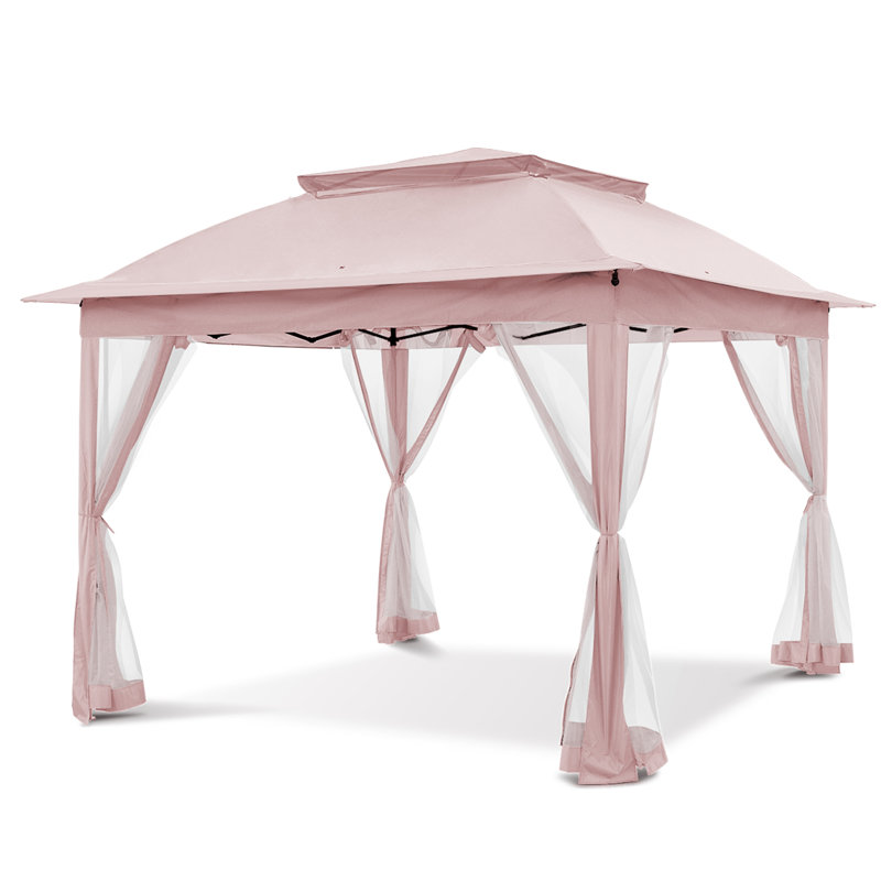 Pink Steel 11' x 11' Patio Gazebo with Mosquito Netting
