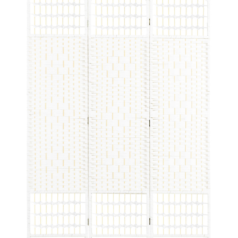 Paravent pliable à 3 panneaux, cloison en fibre ondulée blanche pour bureau à domicile, décoratif et polyvalent, élégant et aéré.